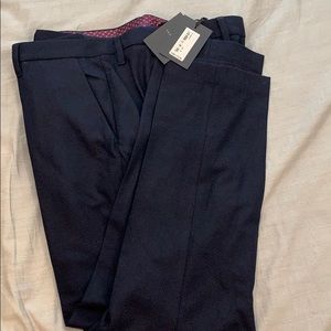 Brand New Ted Baker Men Wool Trouser, 38 R, Navy.